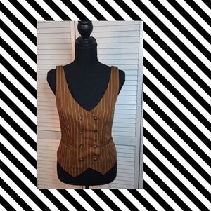 Striped Brown Double-Breasted Vest